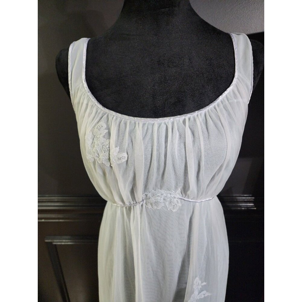 Vintage 1970s Gossard Artemis Pale Blue Double Layer Chiffon Nightgown Wedding S - Picture 13 of 15